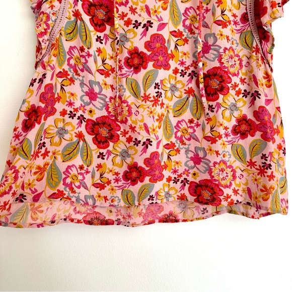 Lucky Brand Vibrant Floral Blouse Top Size Large - Picture 4 of 8